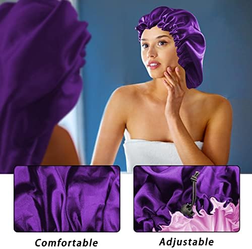 Edoneery Satin Bonnet for Sleeping Women, Double Layer Adjustable Sleep Cap - Image 5