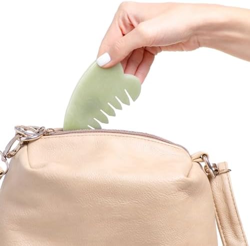 Geiserailie 2 Pcs Jade Combs Gua Sha Stone Scalp Massage Tool - Image 6