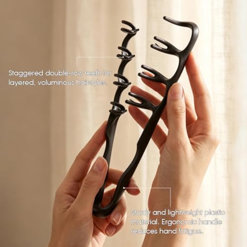 Texture Comb Wide-Tooth Hair Styling Comb for Root Lift, Black - Image 5