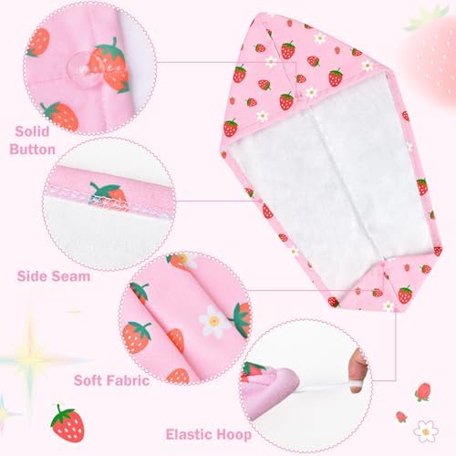 Microfiber Hair Towel Wrap for Kids Hair Drying Towel Wrap with Button 2 Pack Wet Hair Towel Wrap Head Towels Wrap for Girls - Image 3