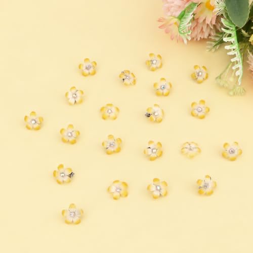 YISSION 20Pcs Mini Ombre Yellow Flower Hair Clips Shiny Women Girls Wedding - Image 7