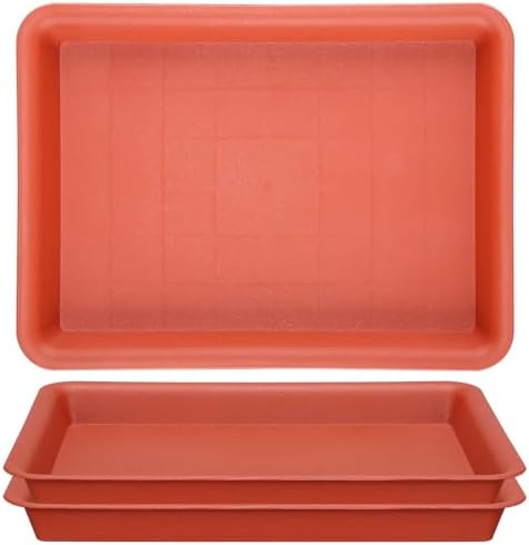 11 Inch Red Plant Saucer, 3 Packs Plastic Plant Trays for Pots, Plant Water Catcher Tray for Indoors Outdoor, Flower Planter by GREANER