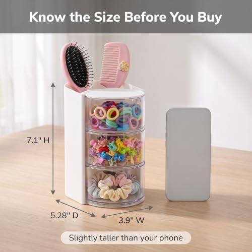 Hair Accessories Organizer, 3-Tier Vanity Caddy, White - Image 3