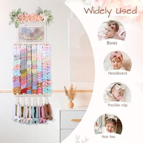 POVETIRE Headband Holder Hair Bows Organizer for Girls, Hair Accessories Display Storage Wall Hanging Decor for Baby Nursery Toddler Girls Room - Image 6