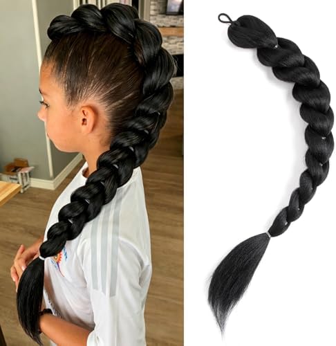 Getgal 24 inch Braids Ponytail Hair, Black (1B) by GetGal