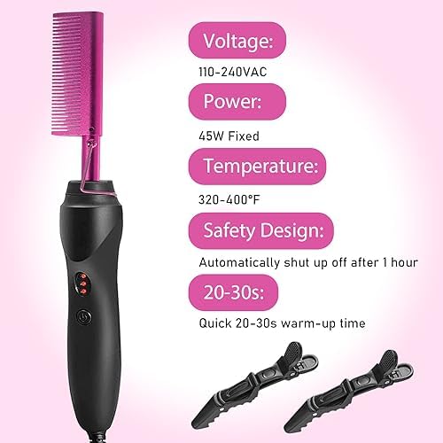 Hot Comb Hair Straightener for Natural Black Hair and Lace Front Wigs - Electric Heat Pressing Comb Set With Lace Melting Spray and Wig Glue Kit - Image 2