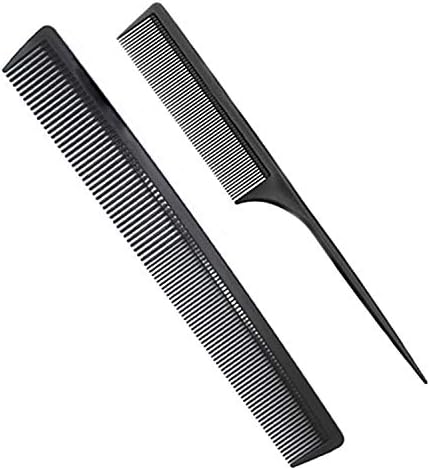 Professional Black Carbon Fiber Teasing Comb, Fine and Wide Tooth Hair Barber Comb For All Hair Types by AFT90