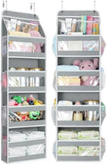 Yecaye 5 Tier Over the Door Organizer, Swing-proof Door Organizer Hanging with Clear PVC Windows, Behind the Door Storage for Bedroom Nursery Closet Laundry Pantry Bathroom, Grey by Yecaye