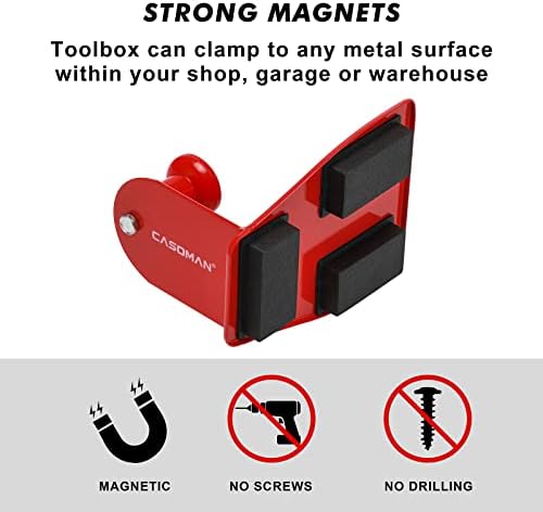 CASOMAN 4PCS Red Magnetic Toolbox Shelf, Tray, Paper Towel Holder, Variety of Use, Durable, Magnets any metal surface - Image 3