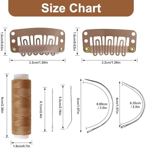 MUIIGOOD 25Pcs 32mm Hairpieces Snap Clips U Shape Wig Clips for Hair Extensions Making Wig Accessories Set Tools (Light Brown) - Image 2