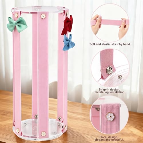 Rotating Bow Organizer for Girls - Spinning Large Capacity Hair Bow Holder with Cute Design, Effortless Hair Clip Organizer for Home Dresser, Essential Storage Solution for Girls - Image 4