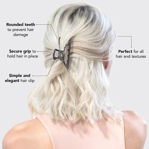 Kitsch Open Shape Metal Hair Clips for Women - Hematite, 1 Pc - Image 3