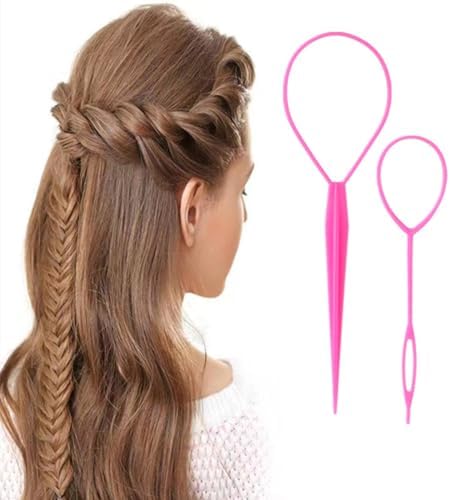 Aigee 6pcs Topsy Tail and Hair Loop Styling Tool Set - Ponytail Makers, French Braid Loops in Large and Small, Hair Pull Through Tools (Pink, Blue, Purple) for Women and Girls - Image 6