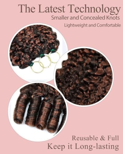 P4/30 Auburn-Chocolate Brown 16 Inch Human Crochet Hair for Black Women Feather Crochet Extensions 55g 40 Strands Resusable Miracle Look Hair Bundles Soft Lightweight Small Knots Burmese Curly - Image 3