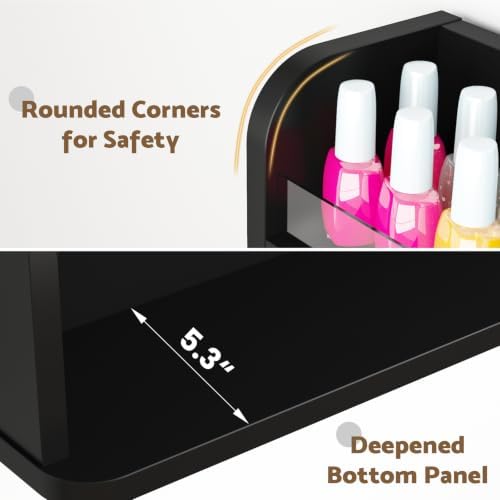 Wood Nail Polish Rack Display, 6 Tiers Nail Polish Wall Organizer, Black - Image 6