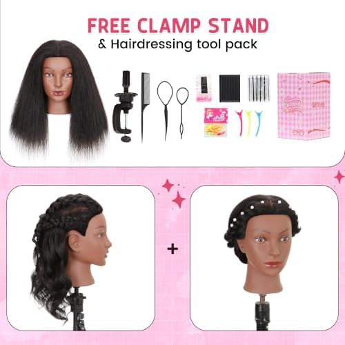 Mannequin Head 100% Human Hair Black 18" for Cosmetology & Hairdressers - Image 6