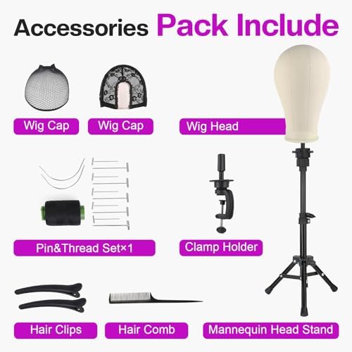 22 Inch Wig Stand Wig Head Mannequin Head with Tripod - Image 3