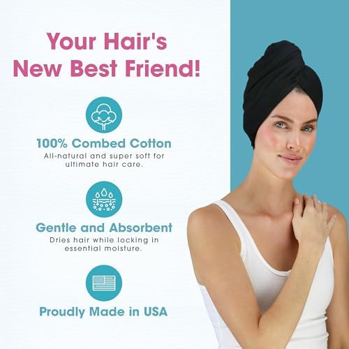 Hair RePear 21" x 44" Cotton Hair Towel for Wet Hair, Anti-Frizz - Image 2