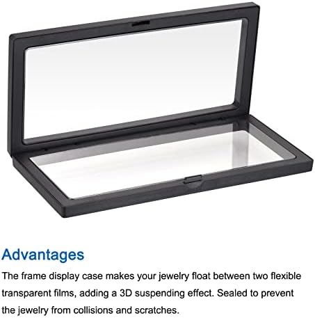 MECCANIXITY Floating Frame Display Holder Stand 3D Jewelry Display Box 11.81 x 4.33 x 0.79 inch Black for Ring Necklace Bracelet Earring Pack of 2 - Image 4