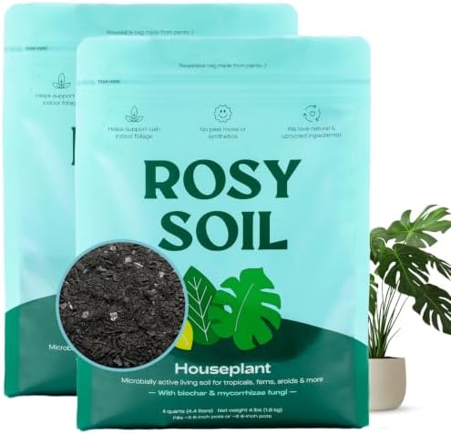 Rosy Soil Houseplant Potting Soil, Organic Indoor Potting Mix, 4 Qt, 2 Pack by RosySoil