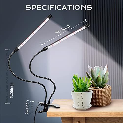 iPower LED Grow Light, 6000K Full Spectrum Clip Plant Growing Lamp with 84 White Red LEDs for Indoor Plants, 5-Level Dimmable, Auto On Off with 4/8/12H Timer - Image 2