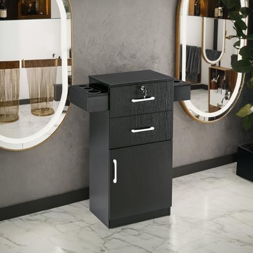 BarberPub Locking Stroage Cabinet, Barber Station with Holder, Black 2021 - Image 2