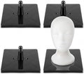 4 Pack Plastic Wig Head Stands Non-Topple Square Base – 7"x7"x3.3" Mannequin Holder for Tabletop Display, Styling, Cosmetology Manikin, Hats, Wigs, Hairpieces & Masks (Black) by Unknown