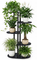 Tiered Plant Stand Indoor, Tall 5 Tier 6 Potted Wooden Plant Shelf for Multiple Flower Plants, Multi Corner Metal Plant Holder Indoor for Patio Garden Patent Design Living Room Balcony Bedroom, Black by Unknown