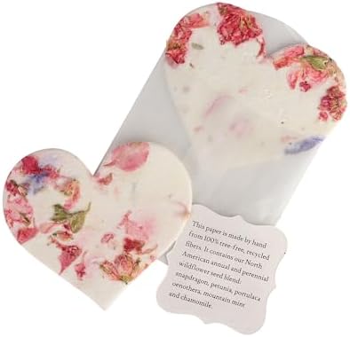48 Favor Set, Pink Heart Gift Wrap Tags with Wildflower Seeds by SeedBloom