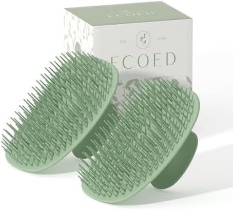 Ecoed 2 PC Scalp Massager Shampoo Brush, Scalp Scrubber & Exfoliator(Green) by ECOED