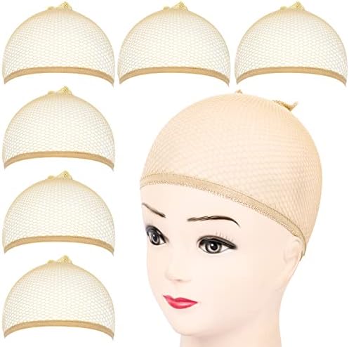Fandamei Wig Cap, 6PCS Light Brown Mesh Wig Cap, Closed End Hair Mesh Net, Liner Weaving Caps for Women, Men, Kids, Wig Caps for Halloween, Cosplay by FANDAMEI