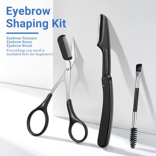 TsMADDTs Tweezers Set, 8 in 1 Eyebrow Trimmer Scissors, Tweezers for Women Facial Hair, Razor, Brush with Travel Bag, Tweezers Set for Women and Men, Professional Shaping Grooming Kit - Image 5