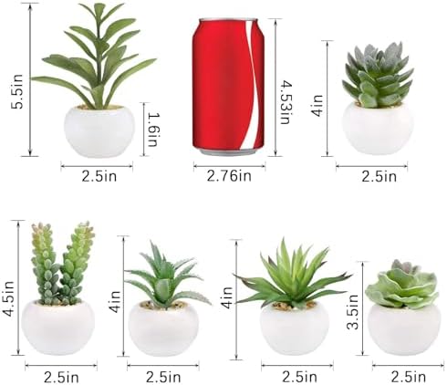 GREENTIME 6 Pcs Artificial Succulents in Ceramic Pots Small Fake Plants - Image 2