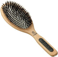 Kent PF07 Extra-Large 100% Boar Bristle and Non-Scratch Nylon Mix Cushion Brush - Wooden Detangling and Oval Smoothing Paddle Brush for Thin Hair - Made in England by KENT