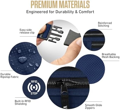 VENTURE 4TH Travel Money Belt, RFID Blocking Passport Holder - Navy Blue - Image 6