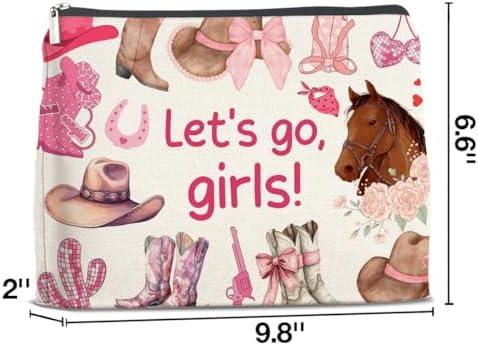 LyoGao Western Cowgirl Pink Makeup Bag, Nashville Cosmetic Bag for Country Girl Friend Daughter Sister, Let's Go Girls - Image 2