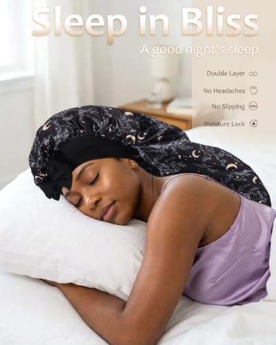 AWAYTR Long Satin Bonnet for Braids - Double Layer Hair Bonnet for Sleeping - Image 6