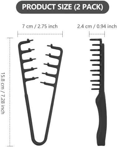2Pcs Texture Comb, Volumizing Wide Tooth Texture Hair Styling Comb, Fluffy Wide Tooth Curly Hair Comb, Fluffy Curly Hair Comb for Volume Fringe Parting, Anti-Frizz Styling Tool for Men Women - Image 5