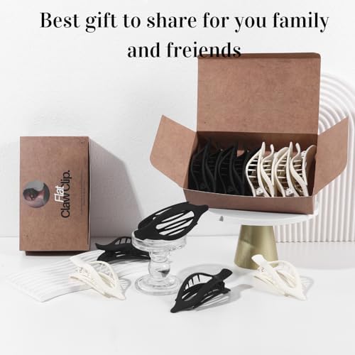 8 Pack Black and White Flat Hair Clips – Matte French Claw Clips for Women, Neutral Non-Slip Hair Accessories for Daily Styling, Strong Hold Minimalist Barrettes for Work or School - Image 7