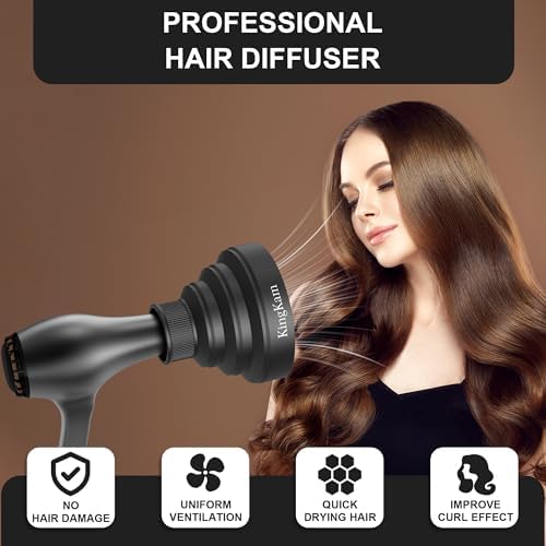 KingKam Collapsible Silicone Hair Diffuser, Fit 1.575-1.968 inch Nozzle - Image 2
