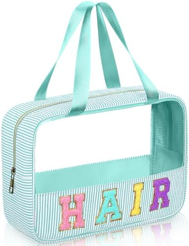 Sanwuta 1 Pcs Clear Seersucker Hair Bag, Lake Blue by Sanwuta