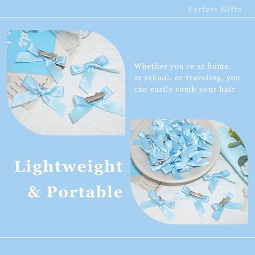 30PCS Blue Bows for Hair Satin Mini Bow Hair Clips Non Slip Small Hair Bows Cute Mini Hair Barrettes Y2K Hair Accessories for Women Girls - Image 6