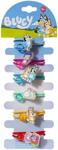 LUV HER Bluey Elastic Hair Ties for Girls - Multicolored, Durable Elastic - Pack of 6 - Ideal Hair Accessories for Ponytails & Buns, Ages 3+ by LUVHERKIDS