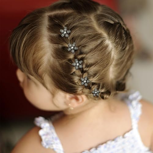 YISSION 20Pcs Mini Olive Green Plaid Flower Hair Clips, Rhinestone Decorative Hair Pins for Women and Girls Wedding Bridal Prom Daily Hairstyle Accessories - Image 5