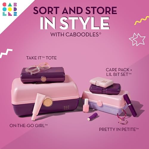 Caboodles On-The-Go Girl Makeup Box, Two-Tone Pink on Violet, Hard Plastic Makeup Organizer Box, Built-In Mirror, Secure Latch for Safe Travel, Spacious Storage for Large Items - Image 5