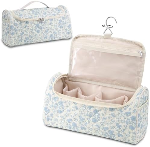 GISMTR Quilted Hair Tools Travel Case, Cotton Portable Storage Bag with Hanging Hook for Hair Curler Accessories, Cute Dustproof Travel Organizer by GISMTR