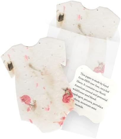 24 Favor Set, Pink Onesie Gift Wrap Tags with Wildflower Seeds by SeedBloom
