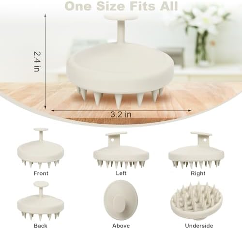 Meartchy Silicone Scalp Massager, Scalp Scrubber for Hair Growth with Soft Bristles, Scalp Exfoliator Brush Dandruff Removal Shampoo Brush for Wet Dry Scalp Care (Warm Grey) - Image 2