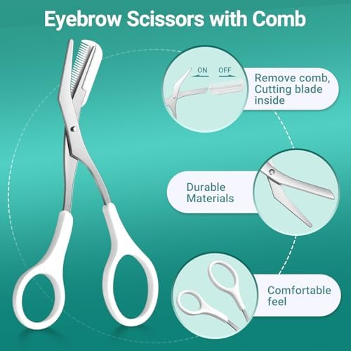 TsMADDTs Eyebrow Tweezers, 8 in 1 Tweezers Set for Women Facial Hair, Eyebrow Trimmer Scissors, Professional Shaping Grooming Kit - Image 4
