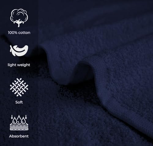 Avalon Towels Salon Towel - Navy Blue Hand Towels Bulk Pack of 48-100% Cotton Absorbent Spa, Facial & Gym Towel for Working Out - 16x27 Inches (Not Bleach Proof) - Image 2